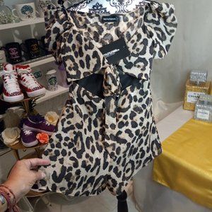 Leopard Tie front play suit (jumper shorts)